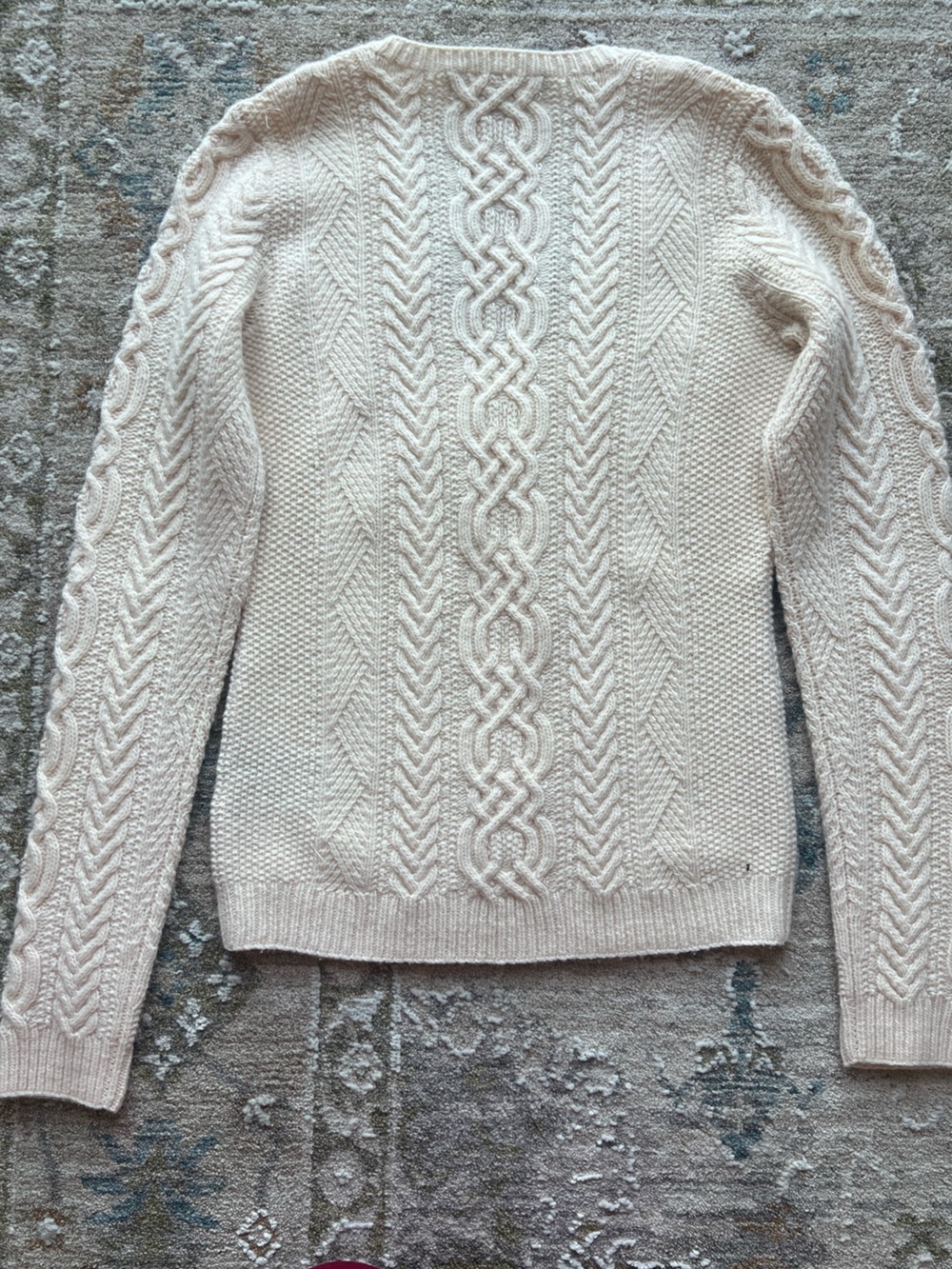 Ralph Lauren Cream Cable-Knit V-Neck Sweater - Picture 4 of 7